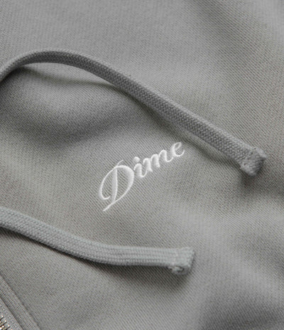 Dime Cursive Zip Hoodie in Stone Silver