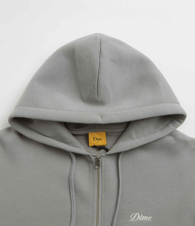 Dime Cursive Zip Hoodie in Stone Silver