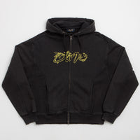 Dime Distressed Terry Full Zip Hoodie - Acid Black thumbnail