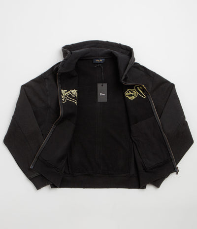 Dime Distressed Terry Full Zip Hoodie - Acid Black