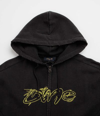 Dime Distressed Terry Full Zip Hoodie - Acid Black