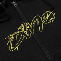 Dime Distressed Terry Full Zip Hoodie - Acid Black thumbnail