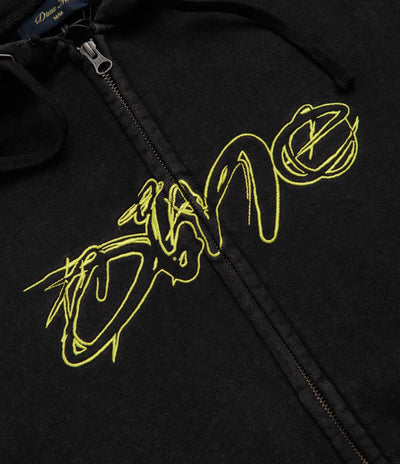 Dime Distressed Terry Full Zip Hoodie - Acid Black