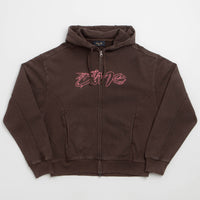 Dime Distressed Terry Full Zip Hoodie - Acid Brown thumbnail