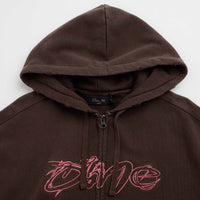 Dime Distressed Terry Full Zip Hoodie - Acid Brown thumbnail