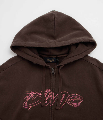 Dime Distressed Terry Full Zip Hoodie - Acid Brown
