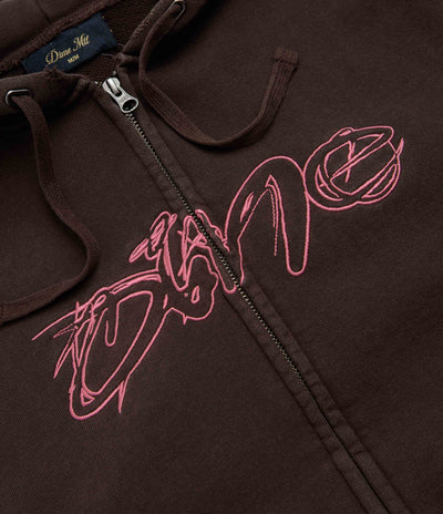 Dime Distressed Terry Full Zip Hoodie - Acid Brown