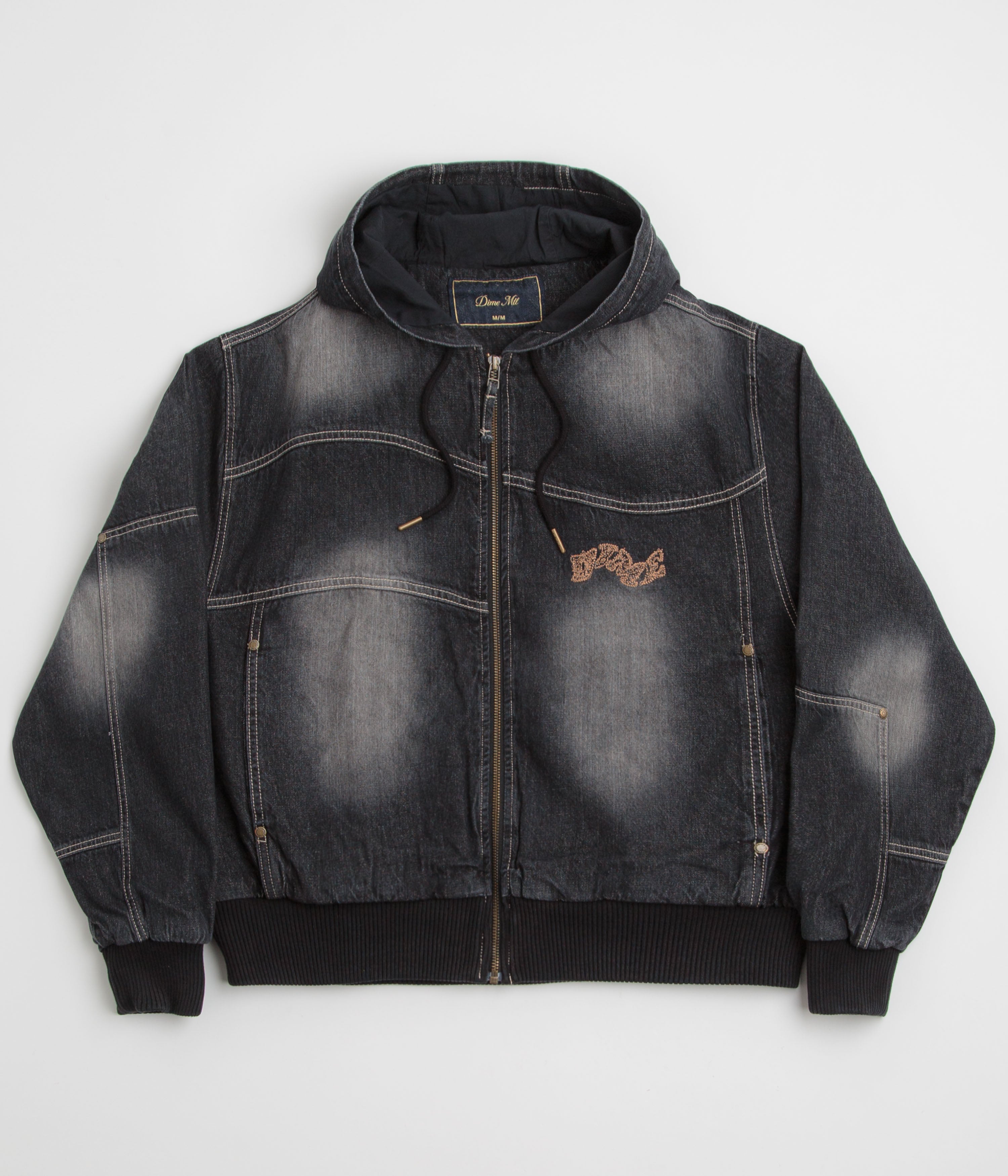 Dime Hooded Utility Jacket in Sandblasted Black