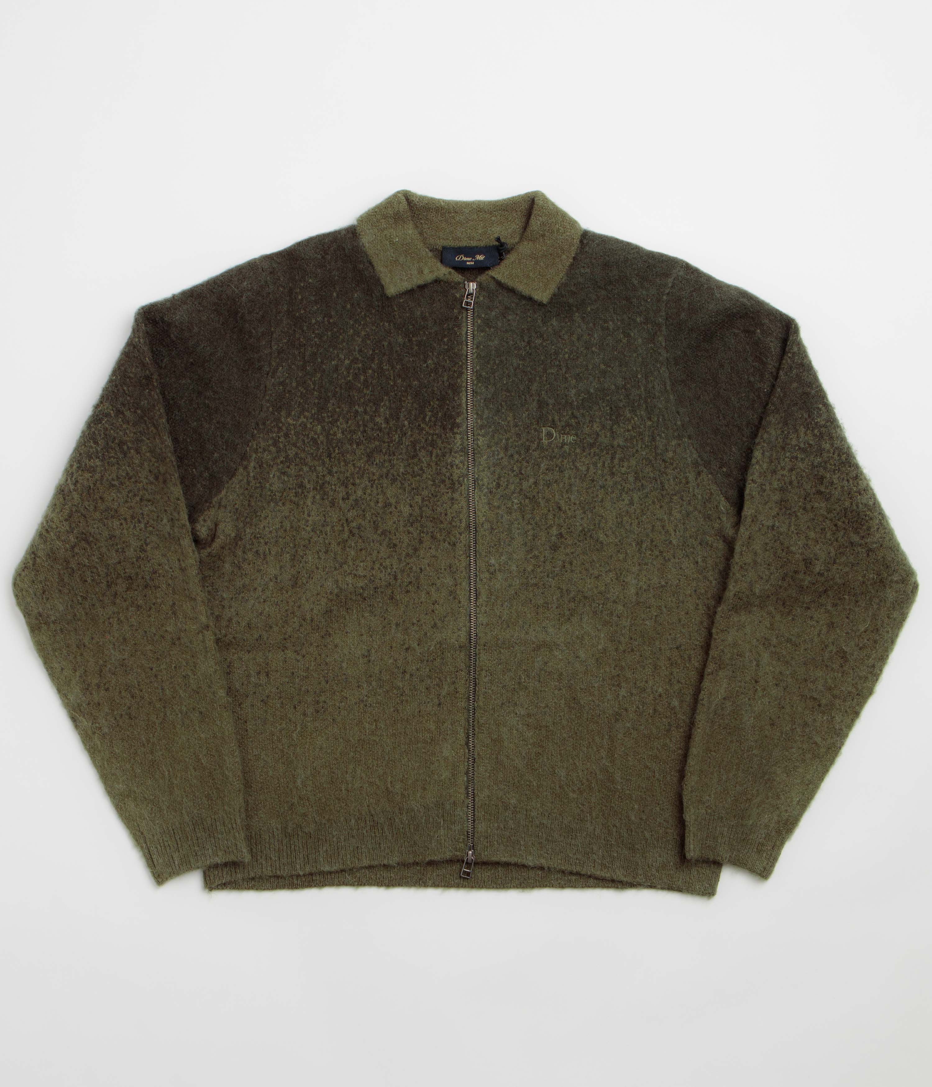 Dime Mohair Double Full Zip Knit Sweatshirt - Forest