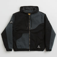 Dime Panel Denim Hooded Bomber Jacket in Charcoal thumbnail
