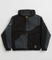 Dime Panel Denim Hooded Bomber Jacket in Charcoal