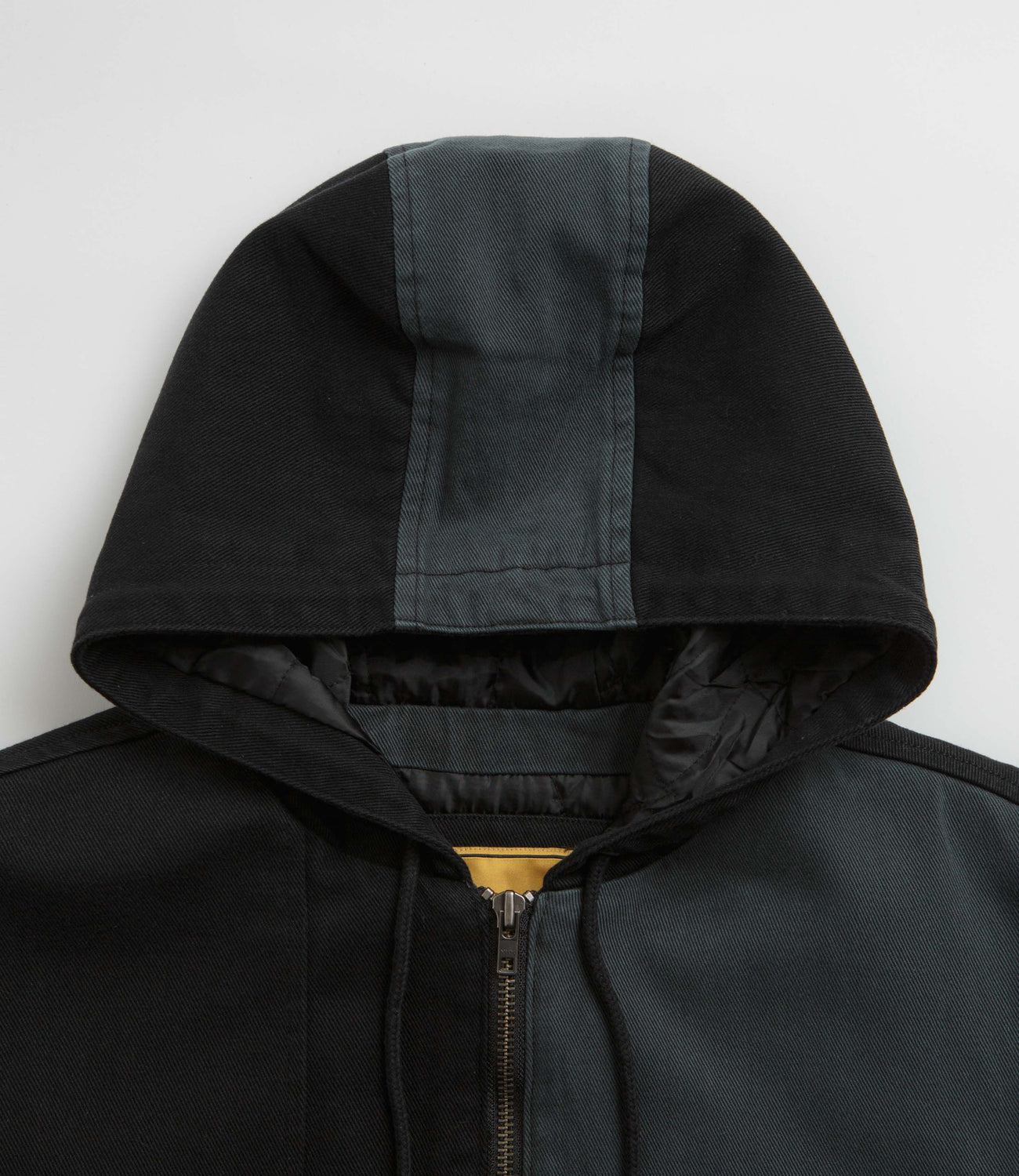 Dime Panel Denim Hooded Bomber Jacket - Charcoal | Flatspot
