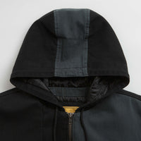 Dime Panel Denim Hooded Bomber Jacket in Charcoal thumbnail