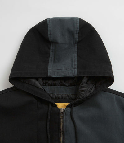 Dime Panel Denim Hooded Bomber Jacket in Charcoal