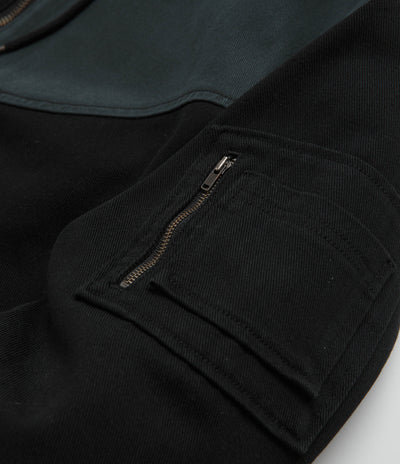 Dime Panel Denim Hooded Bomber Jacket in Charcoal