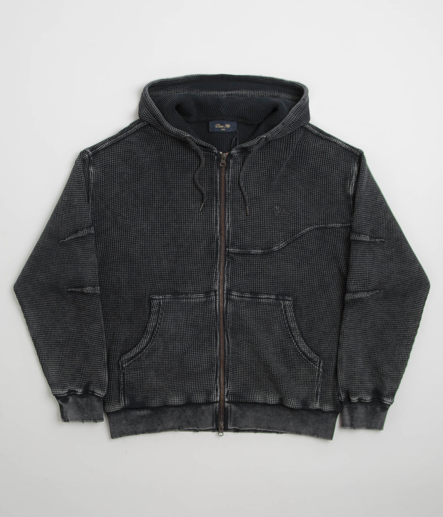 Dime Premium Waffle Full Zip Hoodie in Faded Black