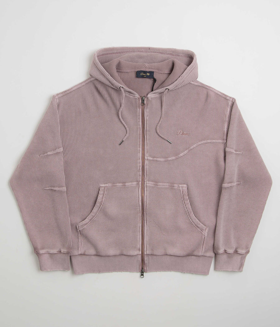Dime Premium Waffle Full Zip Hoodie in Faded Mauve