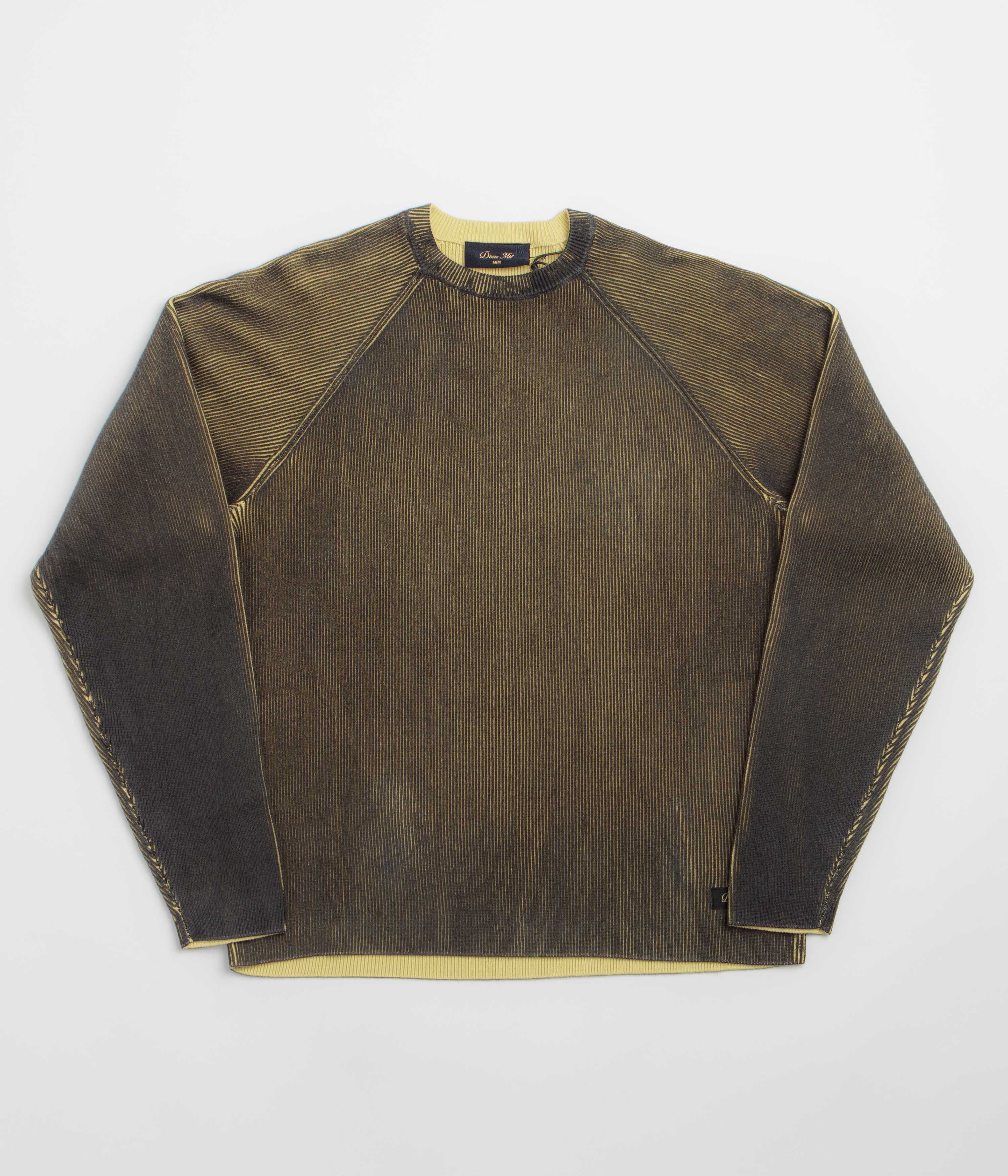 Dime Printed Rib Crewneck Sweatshirt - Black / Yellow