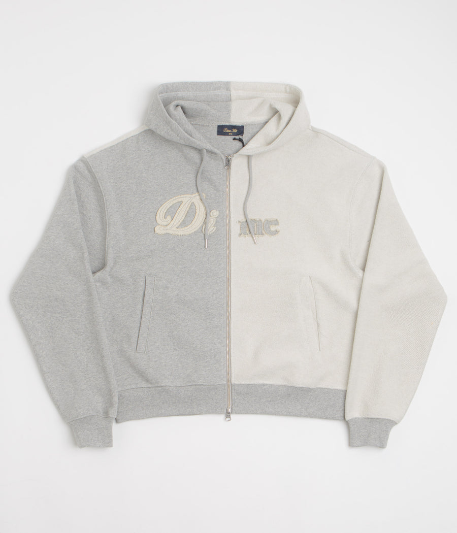 Dime Reverse French Terry Full Zip Hoodie in Heather Grey