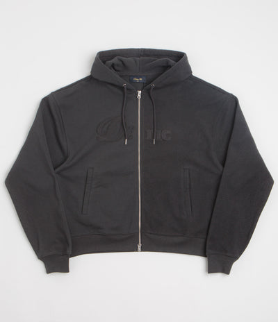 Dime Reverse French Terry Full Zip Hoodie in Vintage Black