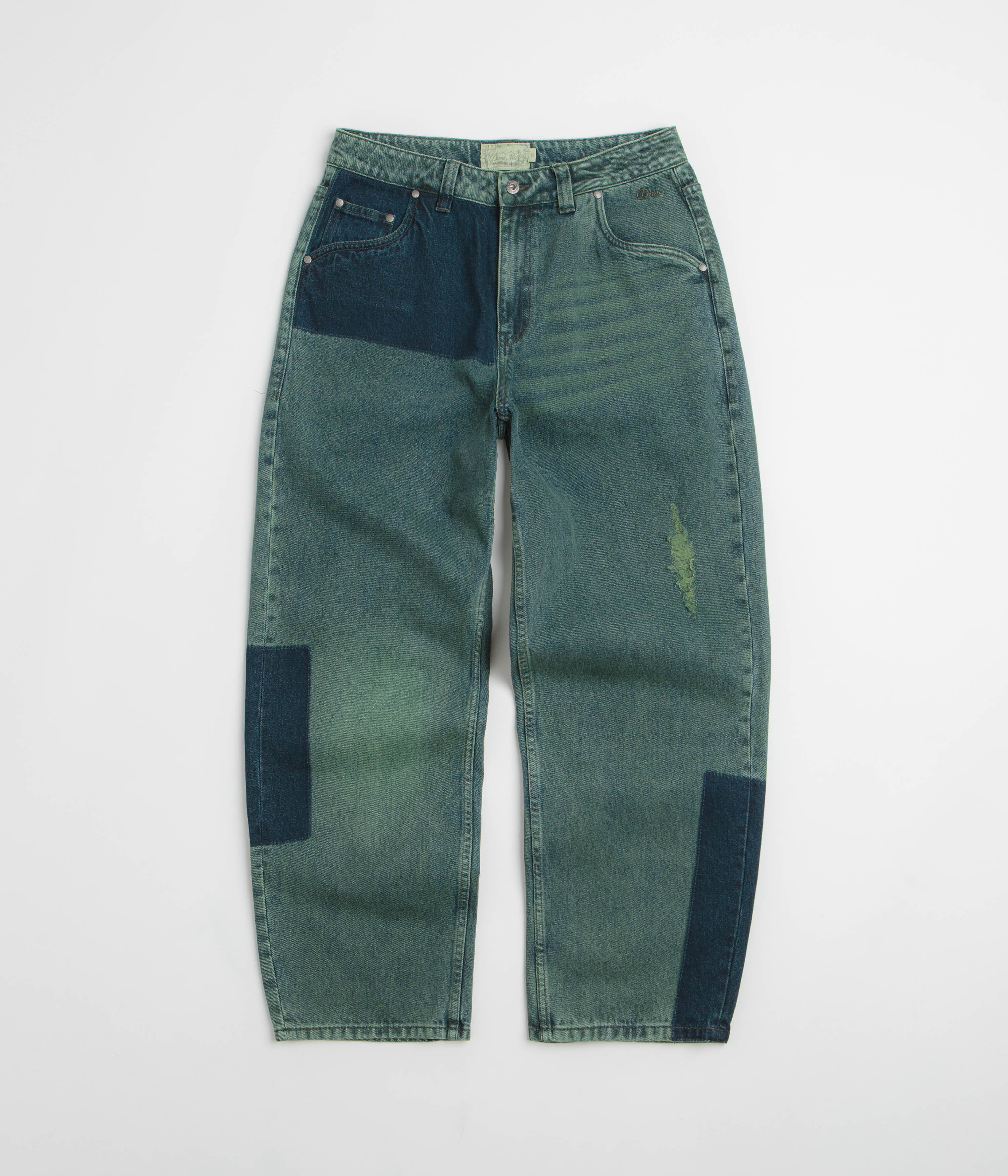 Dime Striped Classic Baggy Denim Pants in Distressed Green