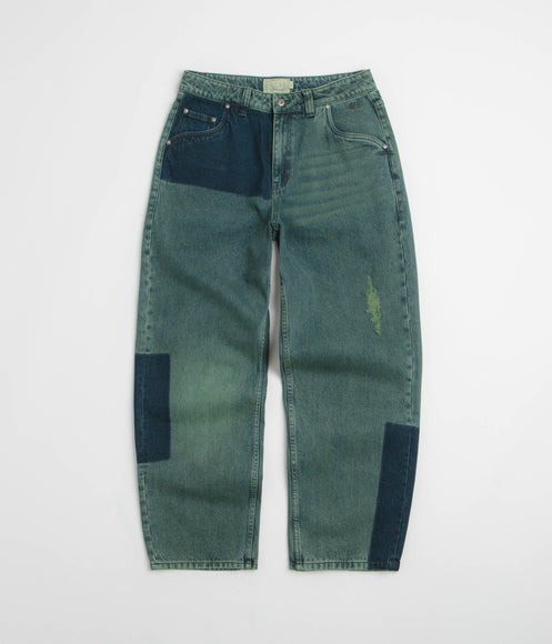 Dime Striped Classic Baggy Denim Pants - Distressed Green