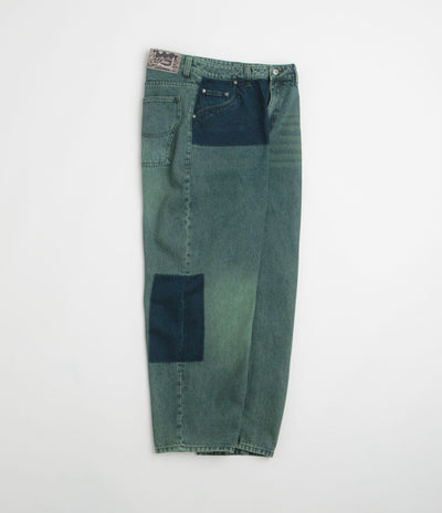 Dime Striped Classic Baggy Denim Pants in Distressed Green