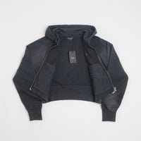 Dime Womens Cropped Full Zip Hoodie in Black Washed thumbnail
