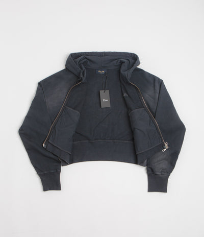Dime Womens Cropped Full Zip Hoodie in Black Washed