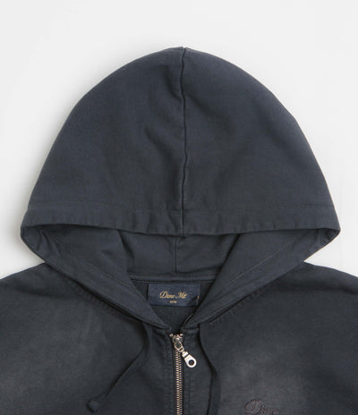 Dime Womens Cropped Full Zip Hoodie in Black Washed