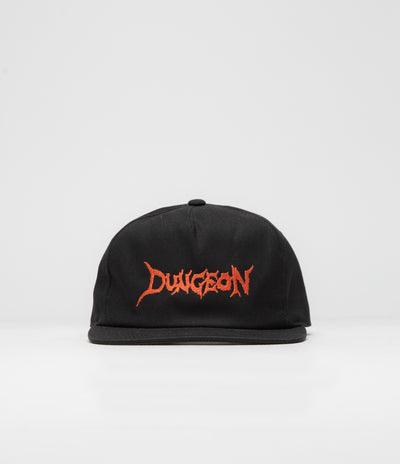 Dungeon Organic Logo Cap in Black and Neon Orange