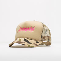 Dungeon Scrawl Logo Camo Cap in Sand Camo and Pink thumbnail
