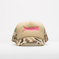 Dungeon Scrawl Logo Camo Cap in Sand Camo and Pink thumbnail