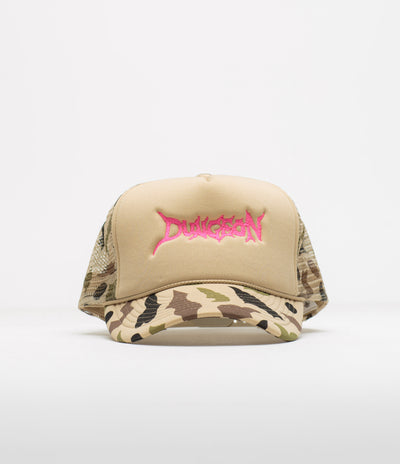 Dungeon Scrawl Logo Camo Cap in Sand Camo and Pink