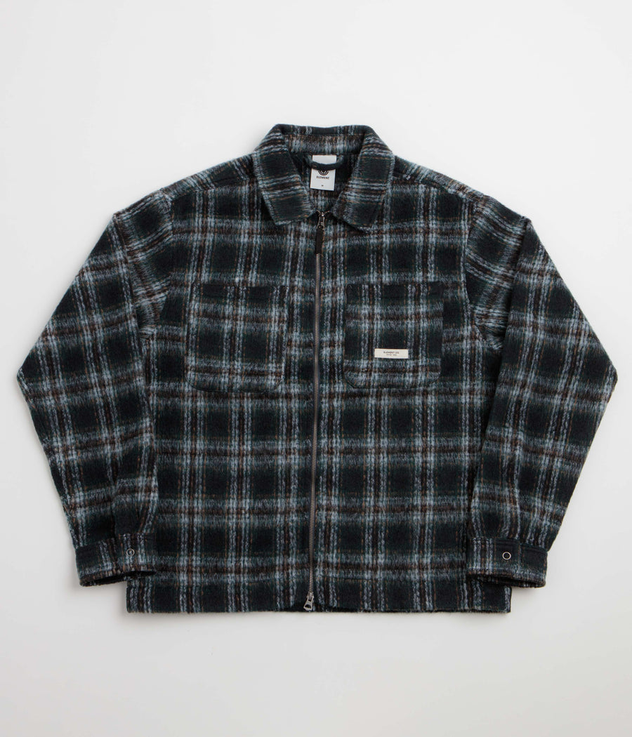 Element Fuzzy Check Zip Overshirt - Dark Slate Brushed Plaid