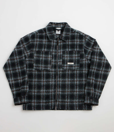 Element Fuzzy Check Zip Overshirt - Dark Slate Brushed Plaid