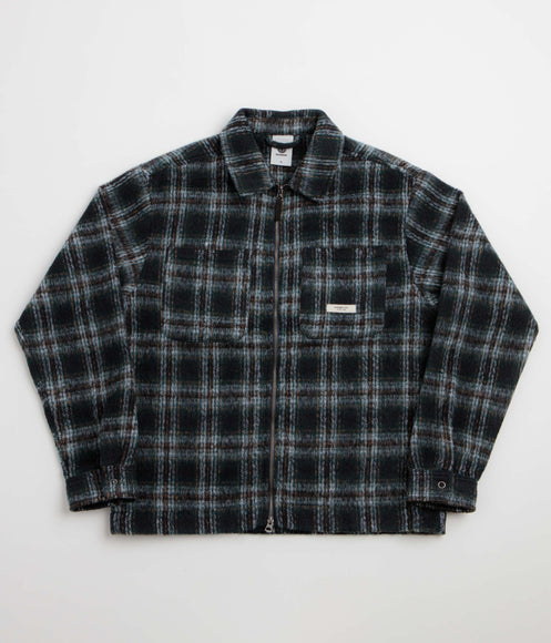 Element Fuzzy Check Zip Overshirt - Dark Slate Brushed Plaid