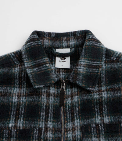 Element Fuzzy Check Zip Overshirt - Dark Slate Brushed Plaid