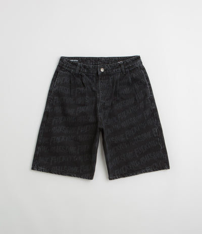 Fucking Awesome Baggy Pleated Denim Laser Shorts - Black