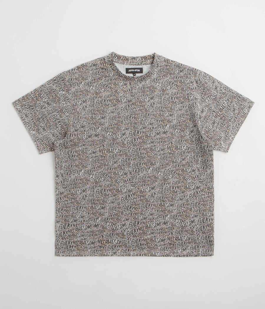 Fucking Awesome Burnt Sticker Stamp T-Shirt in All Over Print