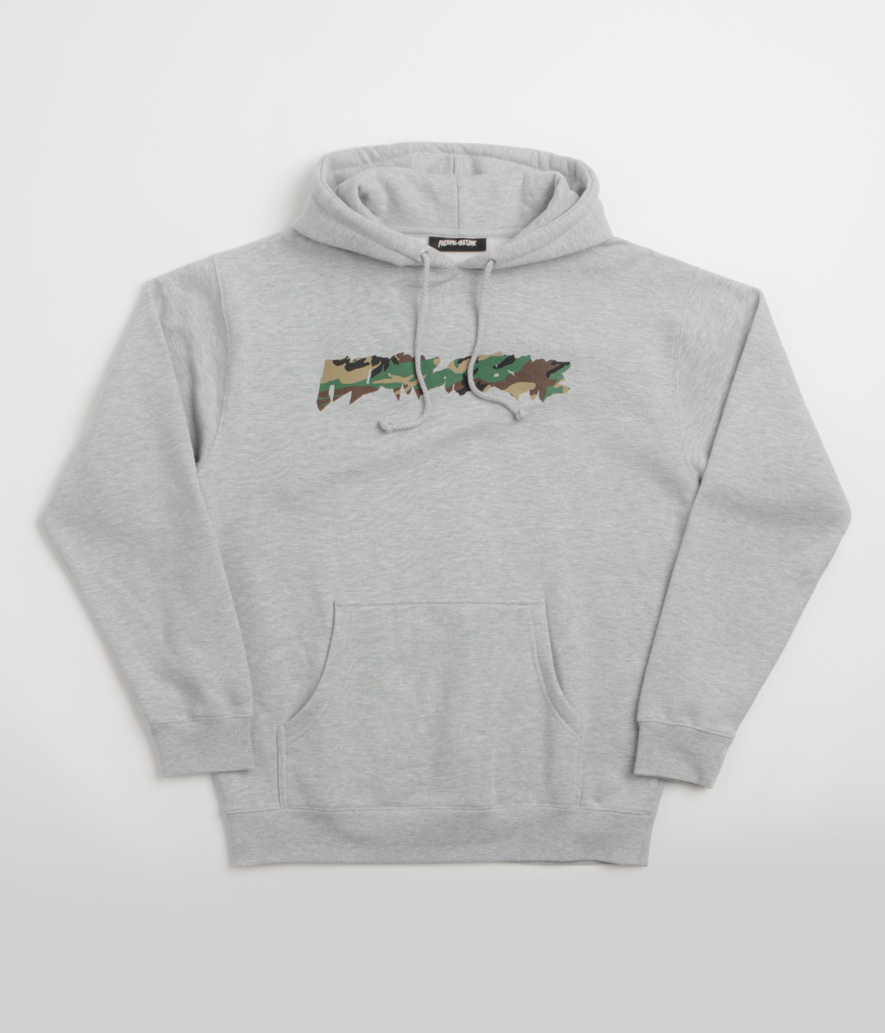 Fucking Awesome Camo Logo Hoodie - Ash Heather
