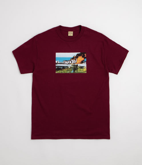 Fucking Awesome Car Burn T-Shirt - Maroon