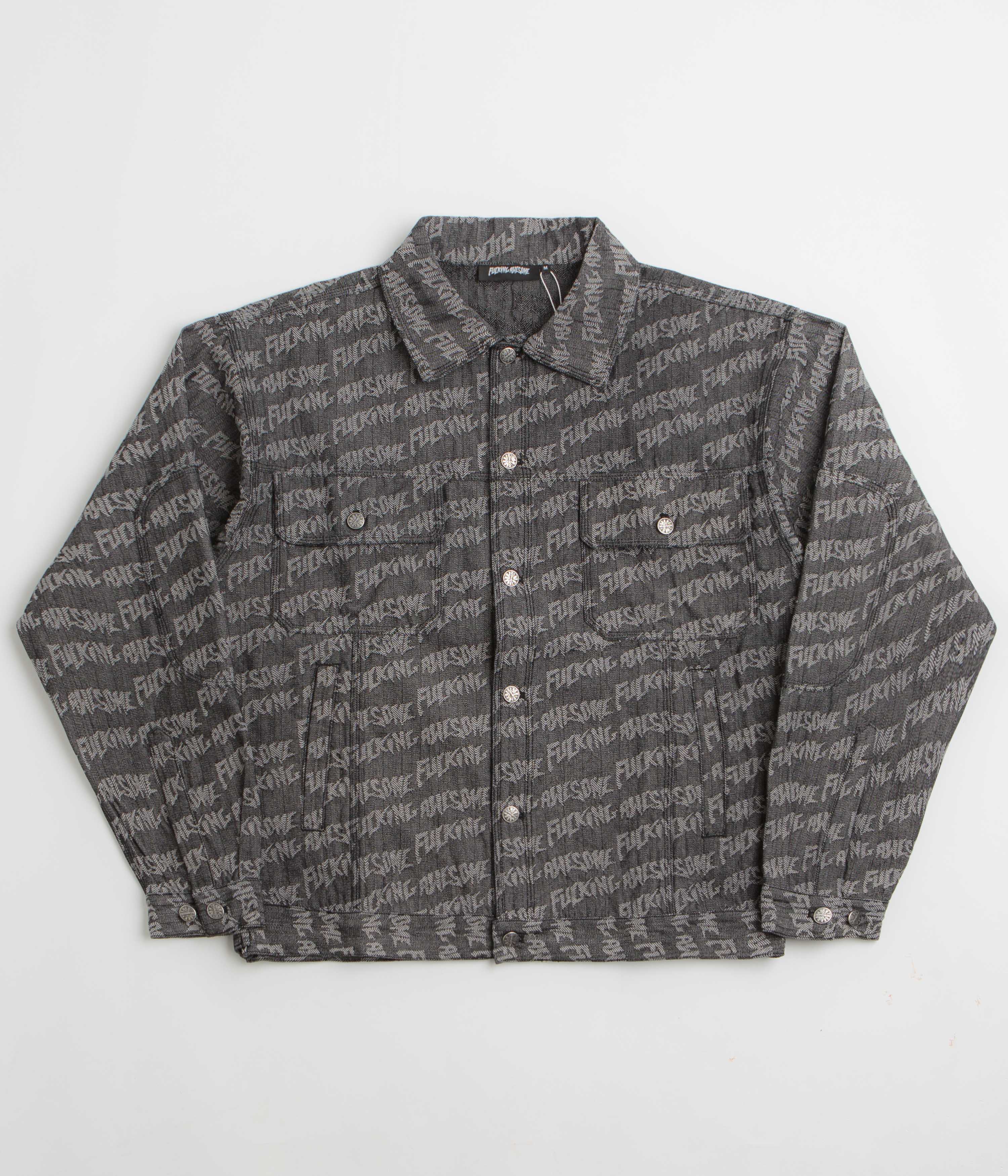 Fucking Awesome Herringbone Work Jacket in Black and Light Grey