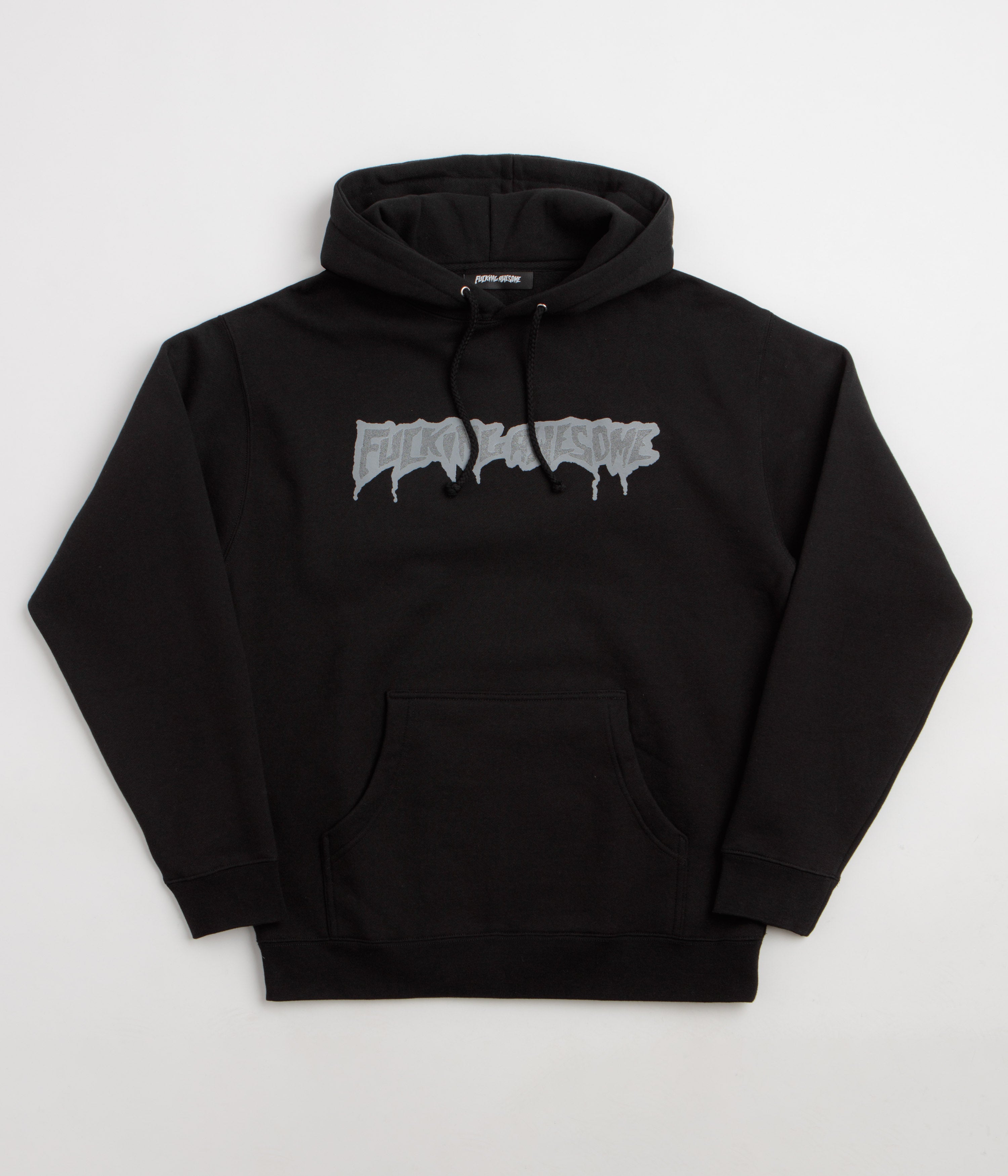 Fucking Awesome Reflective Drip Logo Hoodie - Black