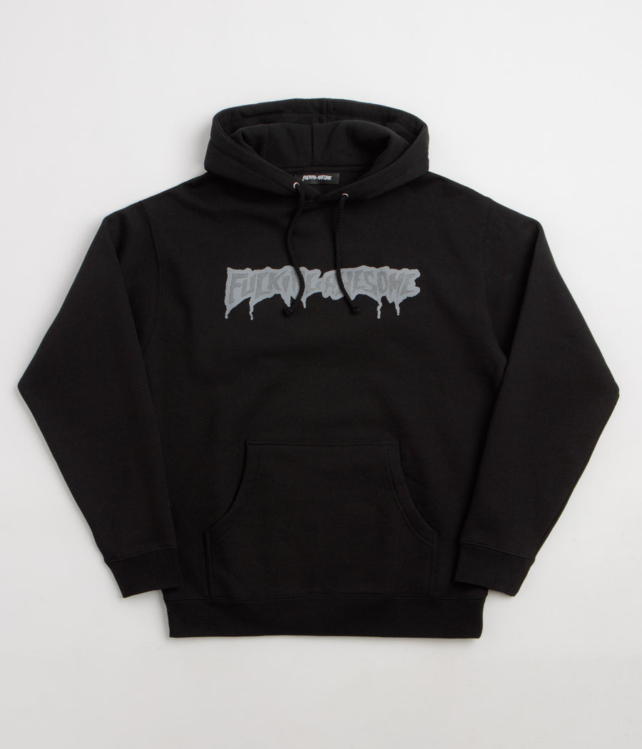 Fucking Awesome Reflective Drip Logo Hoodie - Black