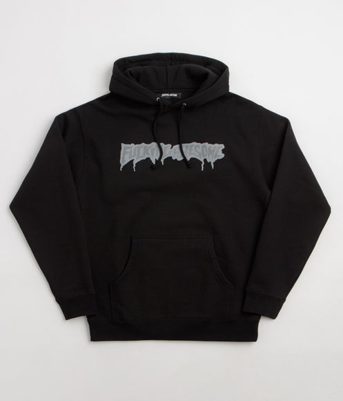 Fucking Awesome Reflective Drip Logo Hoodie - Black