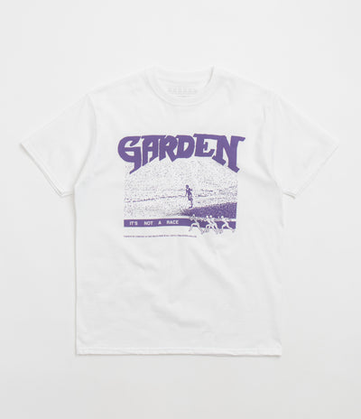 Garden Not A Race T-Shirt in White and Purple