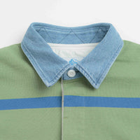 Gramicci Langdon Rugby Shirt in Olive and Blue thumbnail