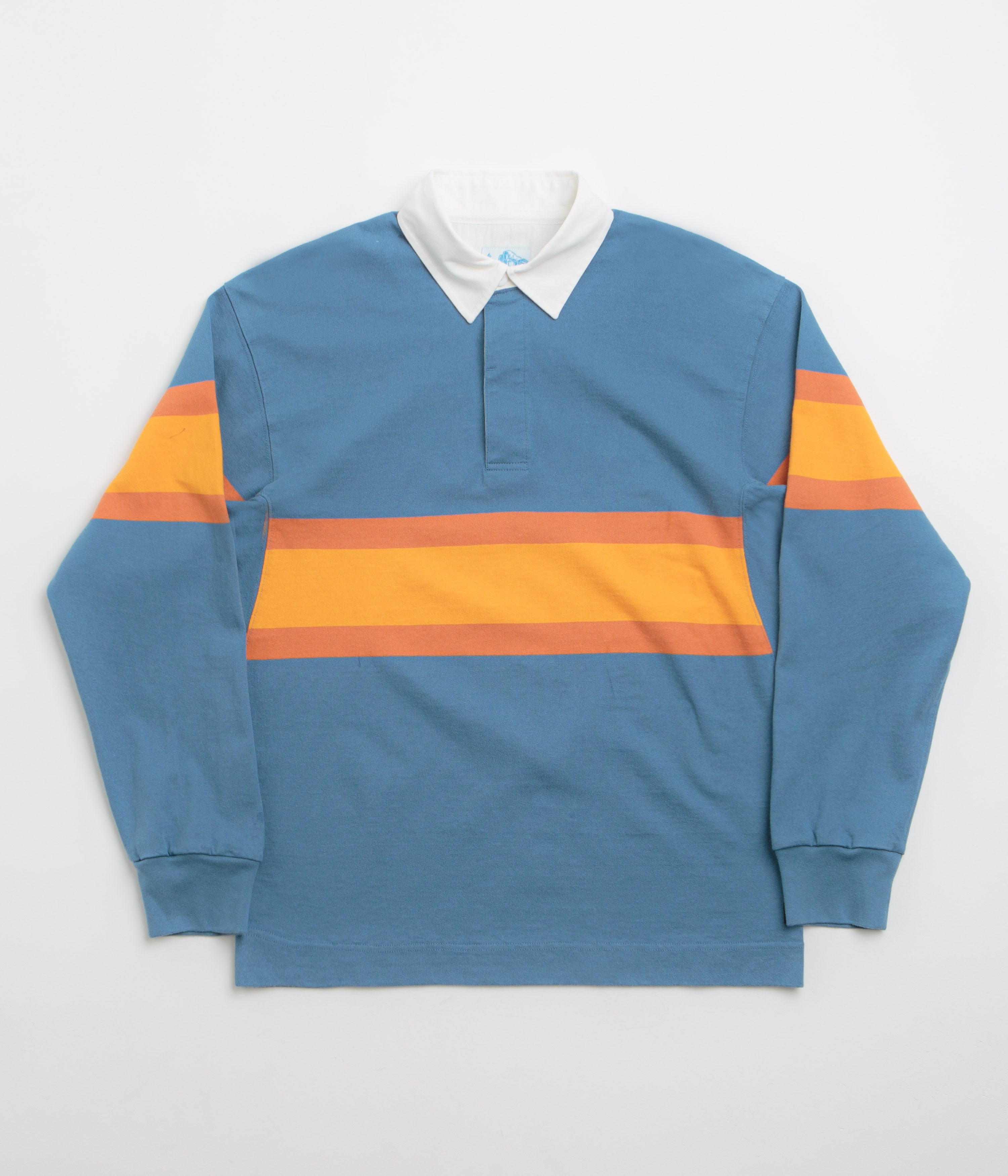 Gramicci Langdon Rugby Shirt in Sky and Apricot