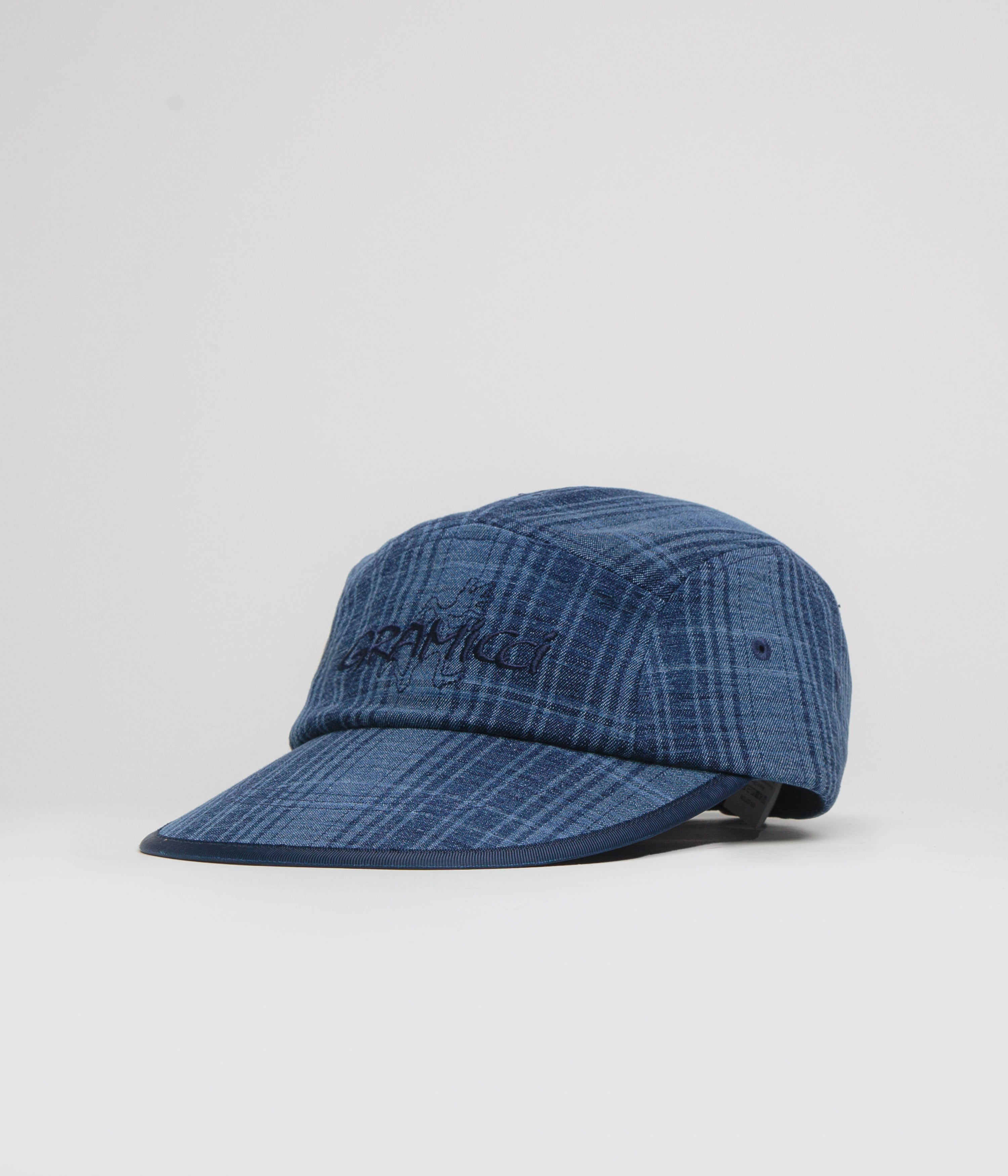 Gramicci Long Bill Cap in Indigo Checkered Plaid